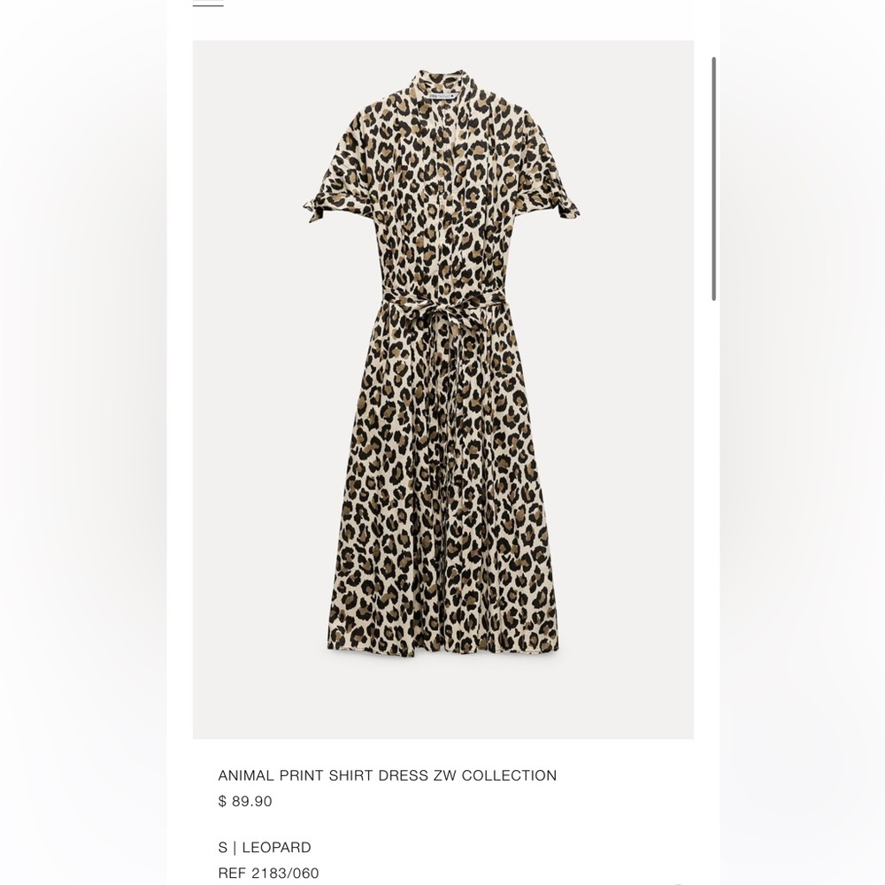 Zara Leopard Print Shirt Dress ZW Collection